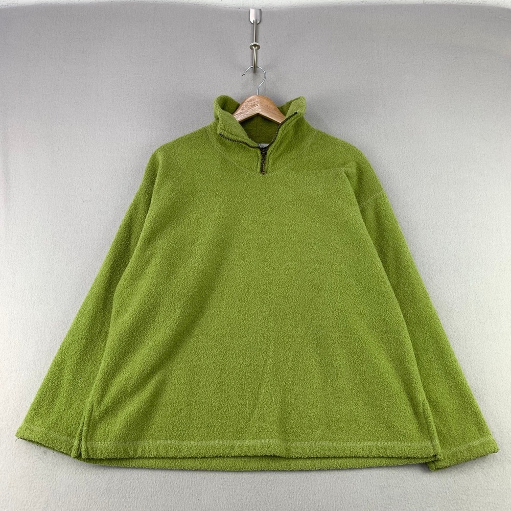 Vintage GG Sport Terry Fleece 1/4 Zip Mens Small Green 90s Hiking Pullover Cozy